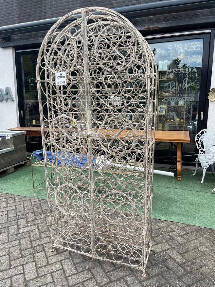 Massief smeedijzeren wijnrek 138 flessen - wijnkast oud wit, Huis en Inrichting, Woonaccessoires | Wijnrekken, Zo goed als nieuw