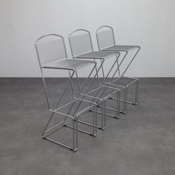 Set of 3 Postmodern Bar Stools in Chrome, 1980s beschikbaar voor biedingen