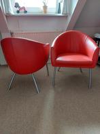 Twee design leren clubfauteuils, stevig,rood leer, Minder dan 75 cm, Minder dan 50 cm, Design, Leer