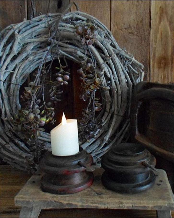 12422 K Houten spoel kandelaar S, Antiek en Kunst, Antiek | Woonaccessoires, Verzenden