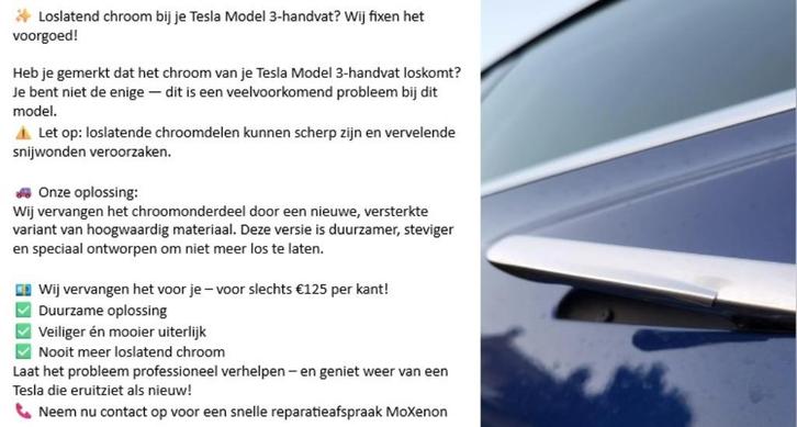 Tesla model 3 deurhandels ., Auto diversen, Tuning en Styling, Ophalen of Verzenden
