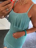 ZARA, prachtige vrouwelijke turquise jurk, maat S/M, Blauw, Ophalen of Verzenden, Zo goed als nieuw, Onder de knie