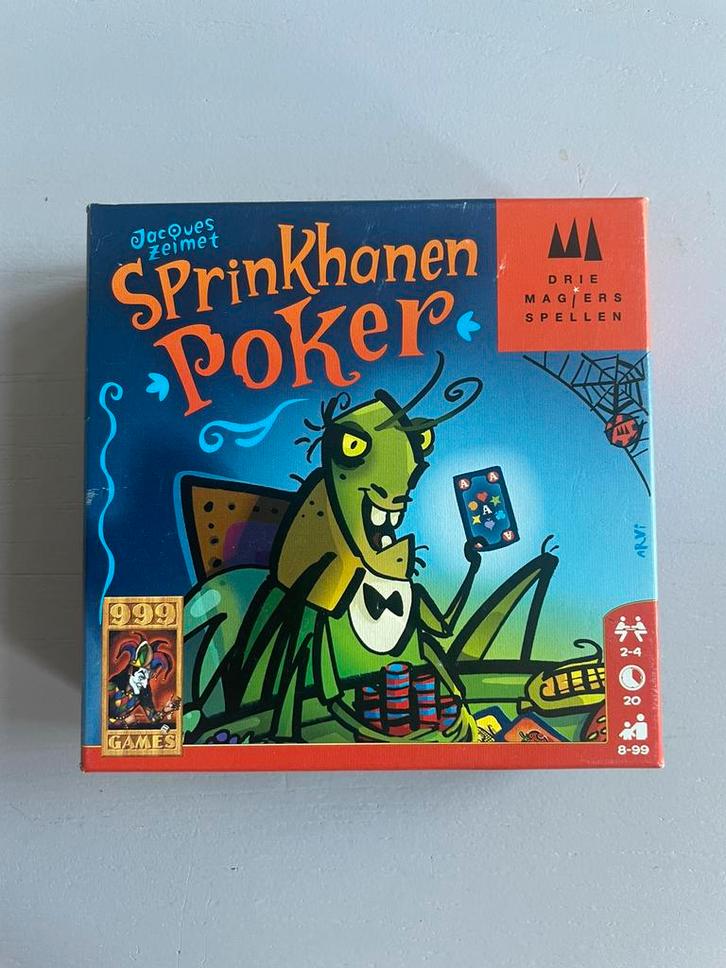 Sprinkhanen poker, Hobby en Vrije tijd, Gezelschapsspellen | Kaartspellen, Zo goed als nieuw, Een of twee spelers, Drie of vier spelers