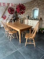 Prachtige Houten Eettafel 90x220+7 stoelen., Ophalen of Verzenden, Zo goed als nieuw