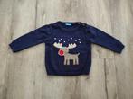 Prachtige donkerblauwe Kersttrui met rendier, Hema, maat 74., Kinderen en Baby's, Hema, Ophalen of Verzenden, Truitje of Vestje