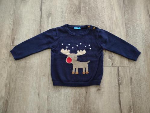 Prachtige donkerblauwe Kersttrui met rendier, Hema, maat 74., Kinderen en Baby's, Babykleding | Maat 74, Zo goed als nieuw, Jongetje of Meisje