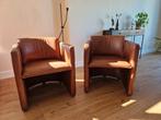 2 Leolux cognac leren stoelen, Ophalen, Gebruikt, 75 tot 100 cm