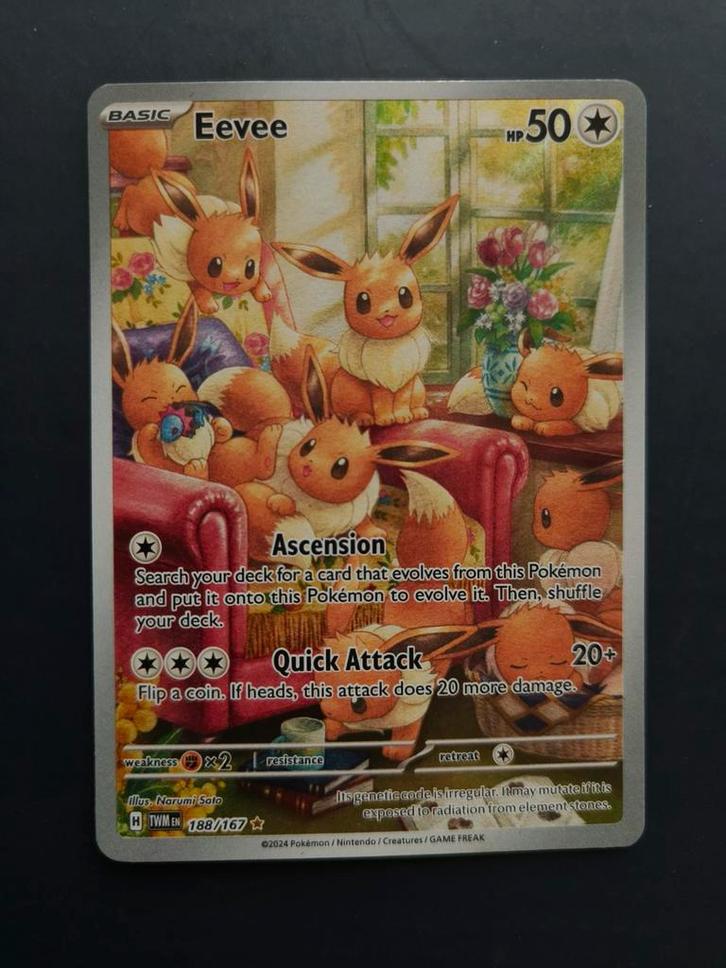Eevee - Twilight Masquerade, Hobby en Vrije tijd, Verzamelkaartspellen | Pokémon, Zo goed als nieuw, Ophalen of Verzenden
