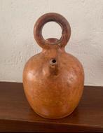 Vintage waterkruik met leer bekleed, Antiek en Kunst, Ophalen of Verzenden