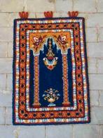Wandkleed wol handgeknoopt smyrna blauw rood bruin 98/69, Gebruikt, Etten-Leur, DJT@dejuistetoon.eu, Ophalen of Verzenden