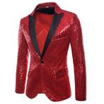 Heren rood glitter colbert mannen rode blazer paillet, Verzenden, Nieuw, Rood