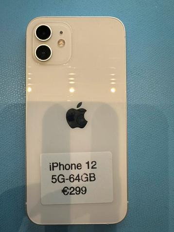 iPhone 12 Wit – 64GB –Batterij 100%-Professioneel nagekeken beschikbaar voor biedingen