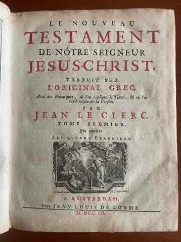 Le Nouveau Testament, 1703, Jean Le Clerc beschikbaar voor biedingen