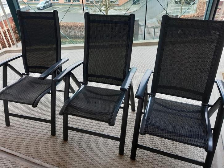 3 tuinstoelen, Tuin en Terras, Tuinstoelen, Aluminium, Inklapbaar, Ophalen