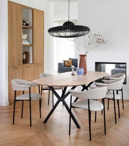 Bodilson hanglamp Kodi, zwart metaal met rotan Ø80cm, Huis en Inrichting, Lampen | Hanglampen, Nieuw, Minder dan 50 cm, Metaal