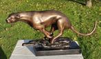 JACHTLUIPAARD / BRONZEN BEELD / cheetah / JAGUAR, Ophalen of Verzenden, Nieuw, Wild dier, Beeldje of Figuurtje