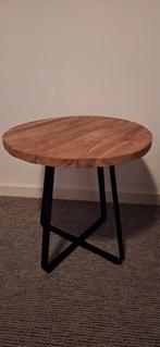 Mangohouten Bijzettafel met Metalen Poot, Huis en Inrichting, Ophalen of Verzenden