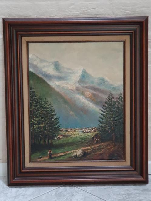 schilderij 59 x 69 berglandschap A. van de Waardenburg, Antiek en Kunst, Kunst | Schilderijen | Klassiek, Ophalen of Verzenden