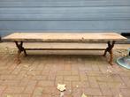 Landelijke tuinbank parkbank van eiken hout en gietijzer, Tuin en Terras, Verzenden, Zo goed als nieuw, Hout