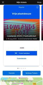 2x Lowlands 2025 kaarten | Ticketmaster transfer, Twee personen, Meerdaags