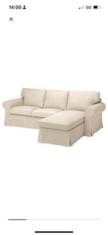 Ikea ektrop 3 zits met chaise lounge witte hoes - afbeelding 1