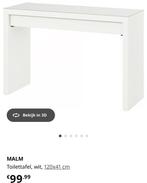 Malm Kaptafel - Wit met Glas, 100 tot 150 cm, Ophalen of Verzenden, Minder dan 100 cm, Glas