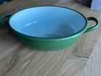 Groene Emaille Schaal met Handvatten, Antiek en Kunst, Antiek | Emaille, Ophalen of Verzenden