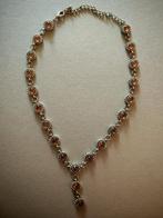 Vintage Zilveren Ketting met Baltische Barnsteen, Verstelbaar, Ophalen of Verzenden, Zo goed als nieuw, Zilver