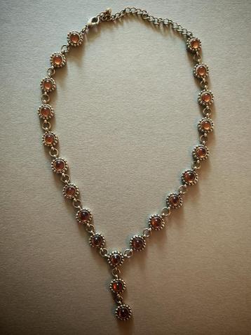 Vintage Zilveren Ketting met Baltische Barnsteen beschikbaar voor biedingen