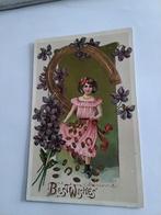 MEISJE.  ONDER HOEFIJZER.  BEST WISHES, Verzamelen, Ophalen of Verzenden, Voor 1920, Kinderen