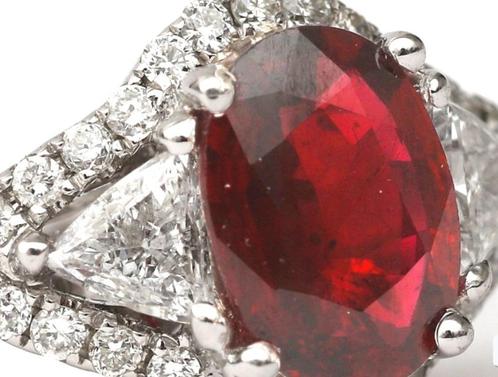 14 kt gouden ring robijn natuurlijke diamanten briljant, Sieraden, Tassen en Uiterlijk, Ringen, Zo goed als nieuw, Dame, 17 tot 18