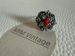 S133/Zilveren Vintage TEKA Koraal Ring 16 1/2, Sieraden, Tassen en Uiterlijk, Ringen, Gebruikt, Verzenden, Kleiner dan 17, X
