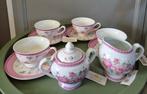 Clayre & Eef thee servies rozen - nieuw, Nieuw, Ophalen of Verzenden, Overige stijlen, Kop(pen) en/of Schotel(s)
