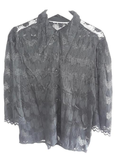 Minus Zwarte Kanten Blouse Maat M, Kleding | Dames, Blouses en Tunieken, Nieuw, Maat 38/40 (M), Zwart, Verzenden