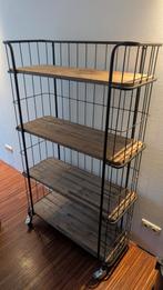 Metalen Kast op Wielen - Zwart Frame, Huis en Inrichting, Ophalen