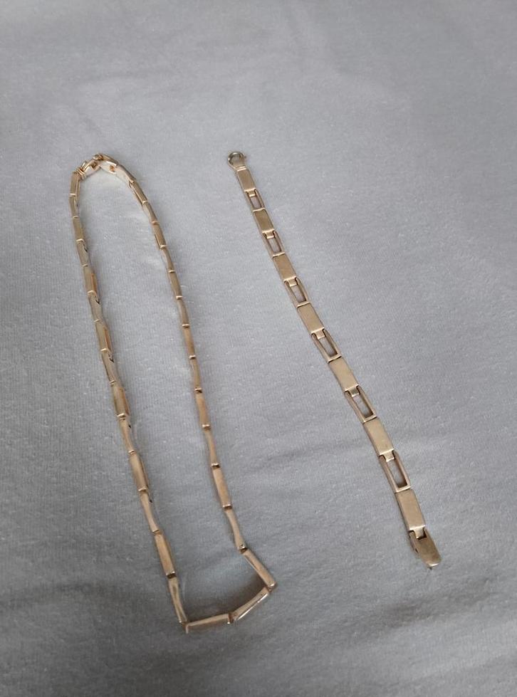 Zilveren Ketting en Armband Set / Gratis verzenden., Sieraden, Tassen en Uiterlijk, Kettingen, Zo goed als nieuw, Zilver, Zilver