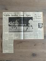 Voetbal krantenartikel Ajax Glasgow Rangers jan.1973 Cruijff, Ophalen of Verzenden, 1960 tot 1980, Knipsel(s)