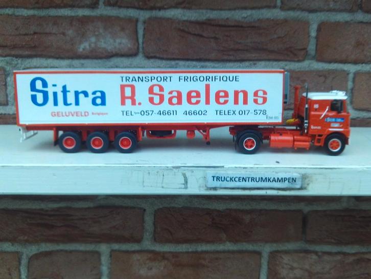 Tekno  Mack  F700  met  klassieke  trailer  van  Sitra., Hobby en Vrije tijd, Modelauto's | 1:50, Nieuw, Bus of Vrachtwagen, Tekno