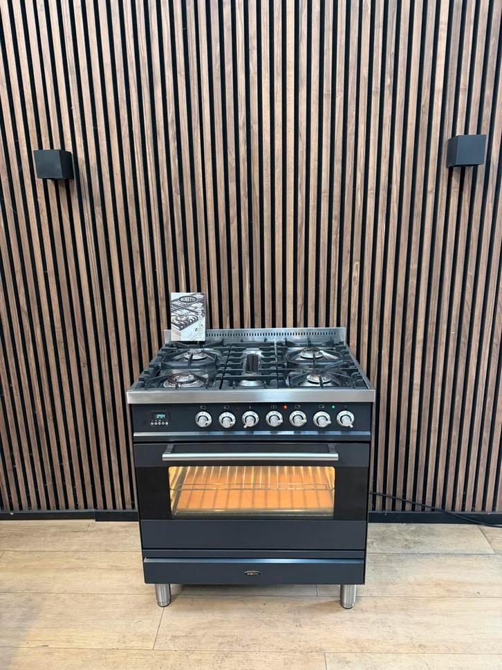 Luxe Antraciet Boretti Fornuis 80 cm breed (Gratis bezorgen), Witgoed en Apparatuur, Fornuizen, Zo goed als nieuw, Vrijstaand