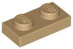 Lego plaatjes/ plates 1x2 donker tan 50 stuks, Ophalen of Verzenden, Zo goed als nieuw, Losse stenen, Lego