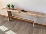 Nieuw gemaakte eikenhouten bank van schaaldeel, Ophalen, Zo goed als nieuw, 25 tot 50 cm, Rechthoekig