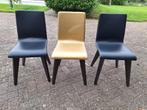 3 eetstoelen in zwart en goud / stoelen, Gebruikt, Drie, Zwart, Hout