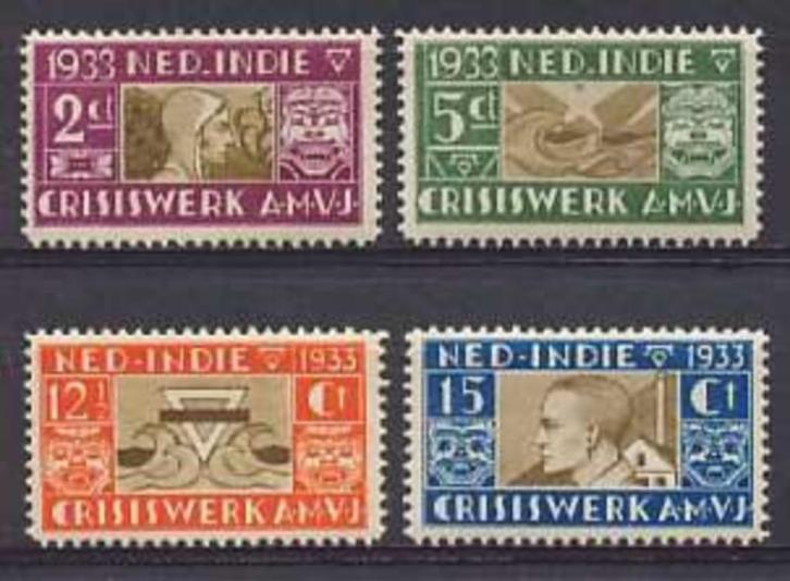 Ned-Indie NVPH nr 182/5 ongebruikt AMVJ 1933, Postzegels en Munten, Postzegels | Nederlands-Indië en Nieuw-Guinea, Postfris, Nederlands-Indië