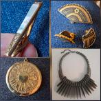 Sieraden. Ketting. Damascene. Double hanger waaier oorbellen, Ophalen of Verzenden, Overige materialen, Verguld