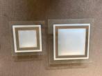 2 moderne vierkante plafonnieres rvs met glas, Ophalen of Verzenden, Gebruikt, Glas