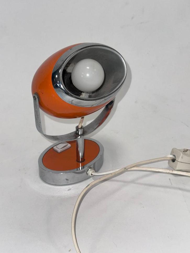 Vintage Oranje Bureaulamp space age eyeball tafellamp, Huis en Inrichting, Lampen | Tafellampen, Gebruikt, Minder dan 50 cm, Metaal