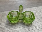 Annagroen art deco peper zoutvaatje, Antiek en Kunst, Antiek | Glas en Kristal, Ophalen of Verzenden