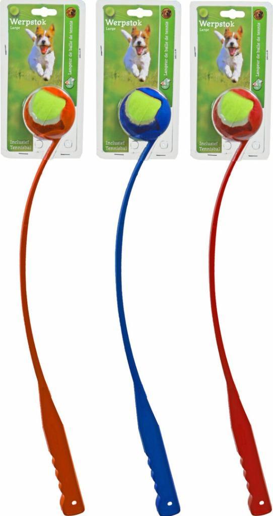 AANBIEDING werpstok large 63cm incl. tennisbal €2,50, Dieren en Toebehoren, Honden-accessoires, Nieuw, Ophalen of Verzenden