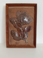 Koperen bloem op dierenvacht copper wild life wanddecoratie, Antiek en Kunst, Ophalen of Verzenden