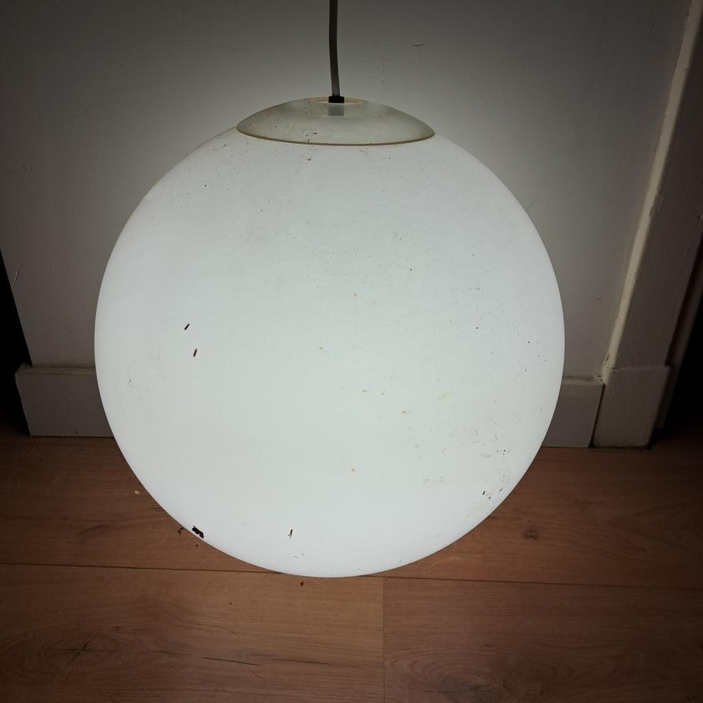 4 Grote Vintage Bollampen - Schoolgebouw, Huis en Inrichting, Lampen | Hanglampen, Gebruikt, Minder dan 50 cm, Kunststof, Ophalen